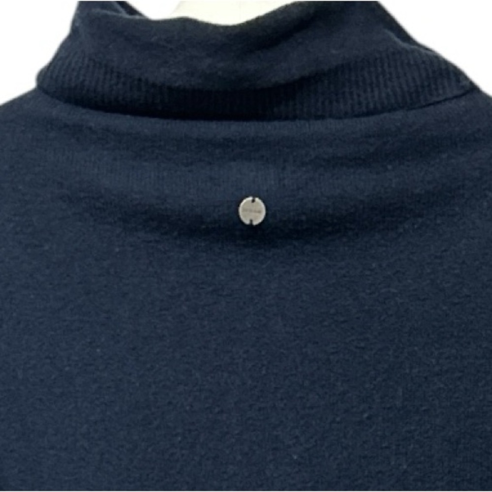 Prana Navy Cowlneck Sweater with Green, Orange, Brown Geometric Pattern - Picture 8 of 10